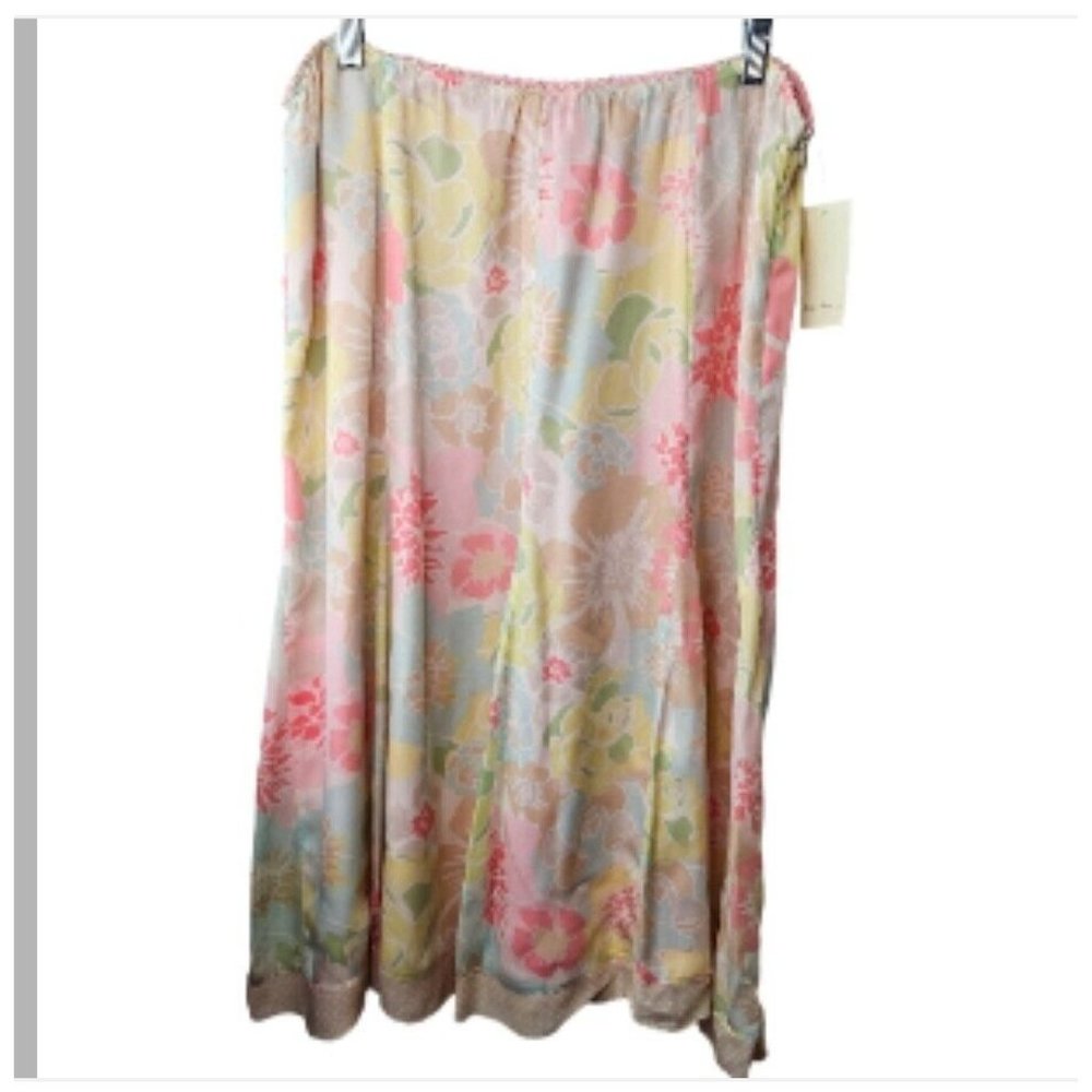Susan Bristol Skirt Midi Sz 14 Floral Multicolor Paradise Blooms Silk Lined NEW